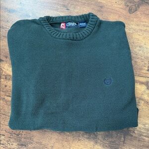 Chaps Men's Dark Green 100% Cotton Crewneck Sweater